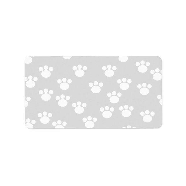 White and Light Gray Paw Print Pattern. Label (Front)