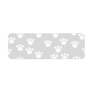 White and Light Gray Paw Print Pattern. Label