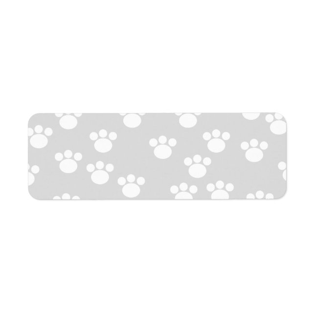 White and Light Gray Paw Print Pattern. Label (Front)