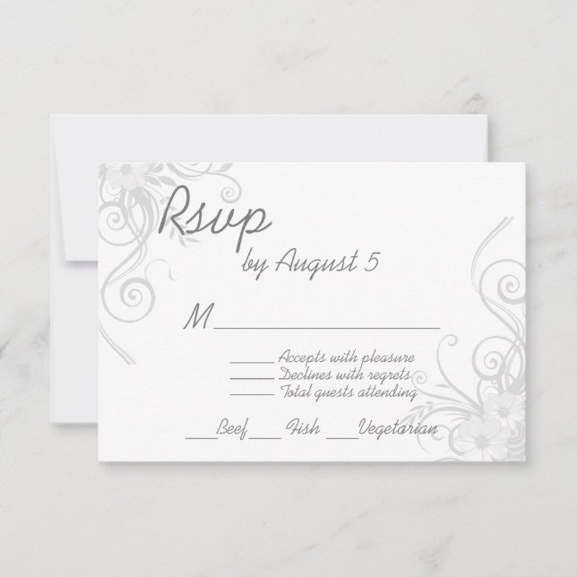 White and Light Gray RSVP With Menu Choice (Front)