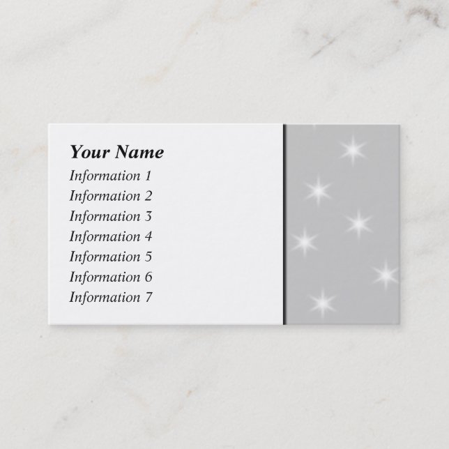 White and Light Gray Star Pattern. Business Card (Front)