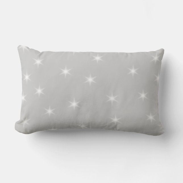 White and Light Gray Star Pattern. Lumbar Pillow (Front)
