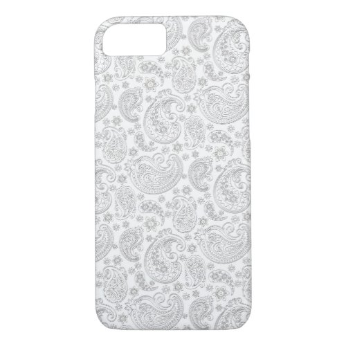 White And Light_Gray Vintage Paisley Pattern iPhone 87 Case