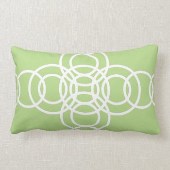 White And Light Green Trellis Stripe Lumbar Pillow by JoLinus at Zazzle
