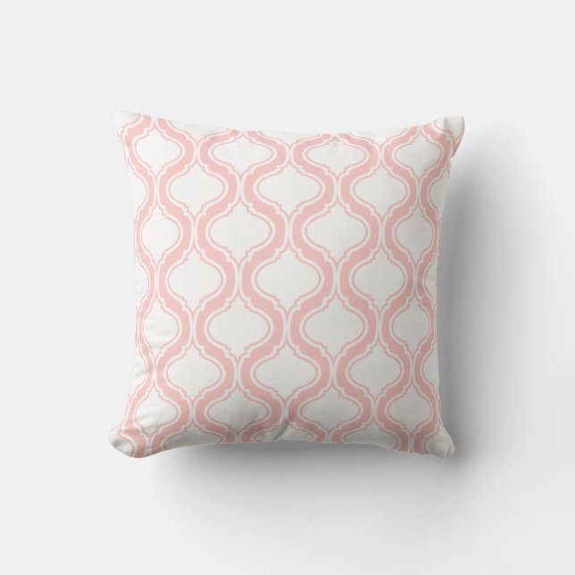 White And Light Pink Geometric Pattern Throw Pillow (Front)
