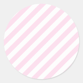 White and Light Pink Stripes. Classic Round Sticker