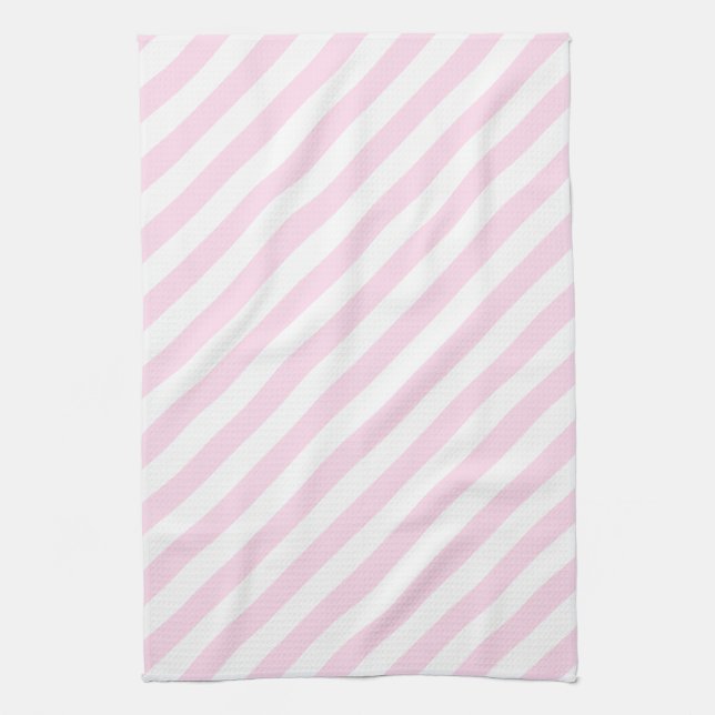 White and Light Pink Stripes. Kitchen Towel (Vertical)
