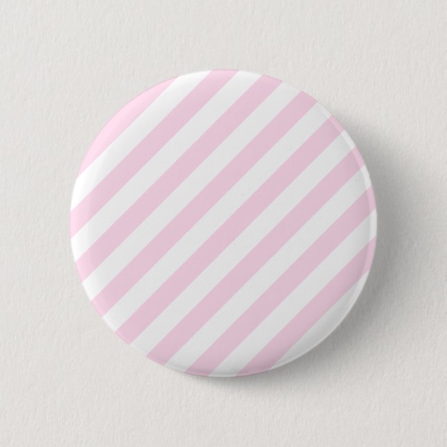 White and Light Pink Stripes. Pinback Button (Front)