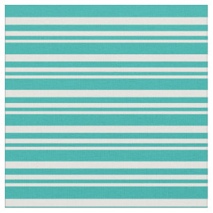 White and Light Sea Green Stripes Fabric