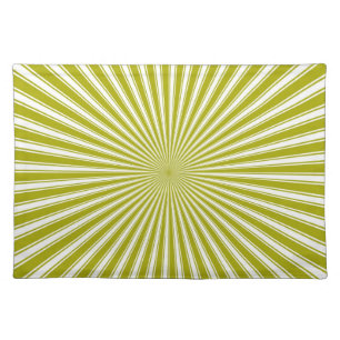 White and Lime Funky Striped Abstract Art Cloth Placemat