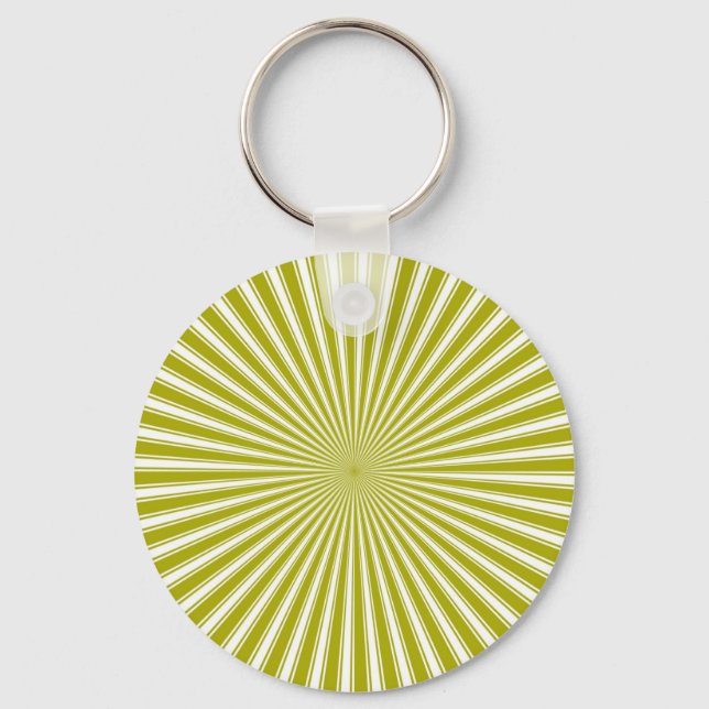 White and Lime Funky Striped Abstract Art Keychain (Front)
