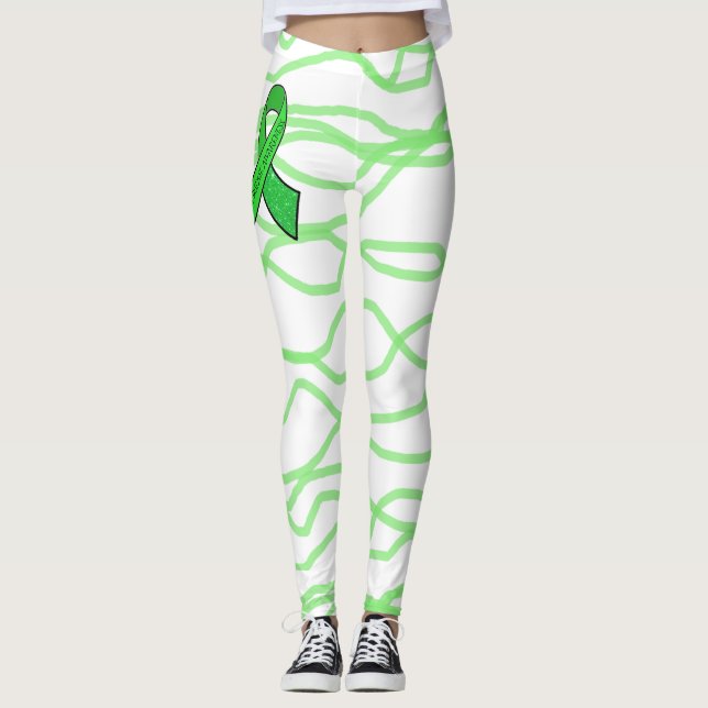 White and Lime Green Squiggly Lyme Leggings (Front)