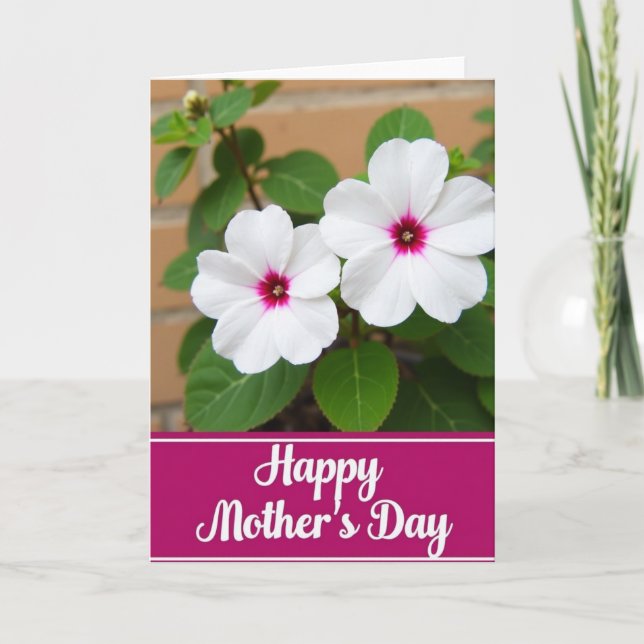White And Magenta Floral Card (Front)