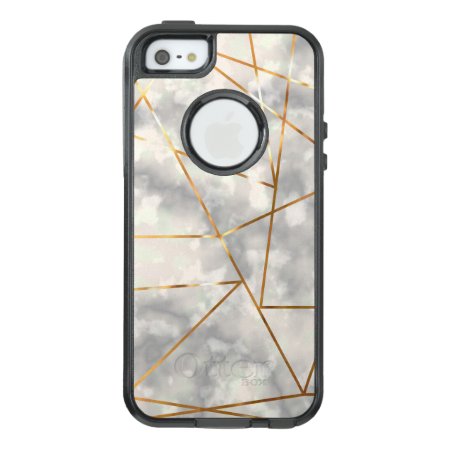 White And Marble With Faux Gold Foil Shapes Otterbox Iphone 5/5s/se Ca