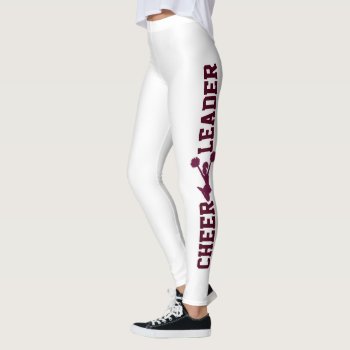 White And Maroon Cheerleader Leggings by Hannahscloset at Zazzle