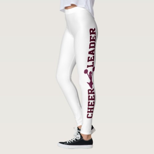 White and Maroon Cheerleader Leggings