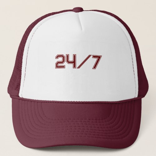 White and Maroon Hats Caps Baseball Trucker