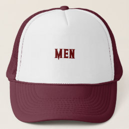 White and Maroon MEN Text with Handsome Cool Men&#39;s Trucker Hat