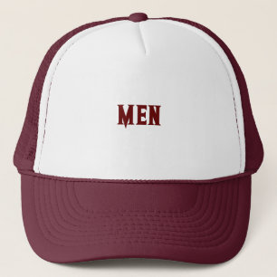 White and Maroon MEN Text with Handsome Cool Men's Trucker Hat