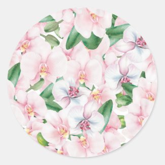 White and Mauve Orchid Print Sticker