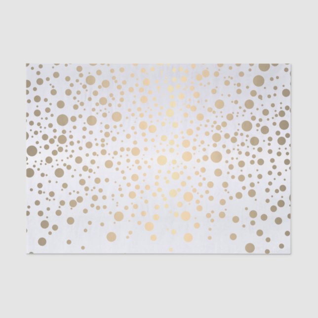 White and Metallic Gold Confetti Tissue Paper (Front)