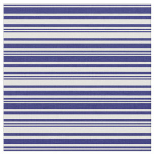 White and Midnight Blue Colored Stripes Pattern Fabric