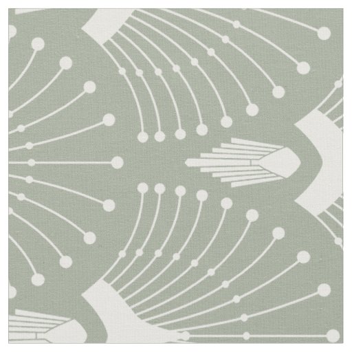 White and mint-green art-deco pattern fabric