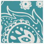 White and mint-green paisley pattern fabric