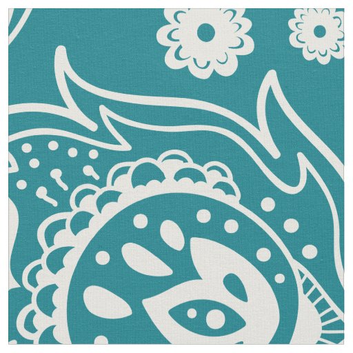 White and mint-green paisley pattern fabric