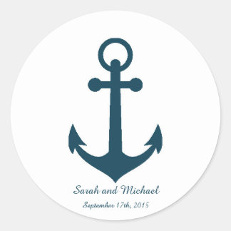 White and Navy Blue Anchor Custom Envelope Sticker