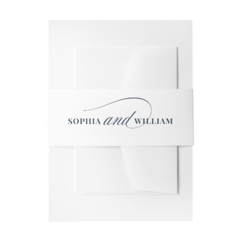 White and Navy Blue Calligraphy | Luxe Wedding Invitation Belly Band