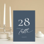 White and Navy Blue Calligraphy Modern Wedding Table Number<br><div class="desc">White and Navy Blue Calligraphy Modern Wedding Table Number - modern and impressive - part of a collection</div>