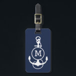 White And Navy Blue Nautical Boat Anchor Luggage Tag<br><div class="desc">Elegant white nautical boat anchor over navy blue background. If you need any help customizing any of my designs,  contact ArtOnWear designer. Free text formatting with live help available by request.</div>