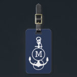 White And Navy Blue Nautical Boat Anchor Luggage Tag<br><div class="desc">Elegant white nautical boat anchor over navy blue background. If you need any help customizing any of my designs,  contact ArtOnWear designer. Free text formatting with live help available by request.</div>