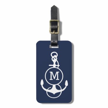White And Navy Blue Nautical Boat Anchor Luggage Tag White And Navy Blue Nautical Boat Anchor Luggage Tag