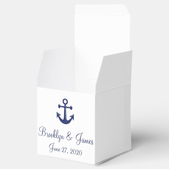 White And Navy Blue Nautical Wedding Favor Boxes (Opened)