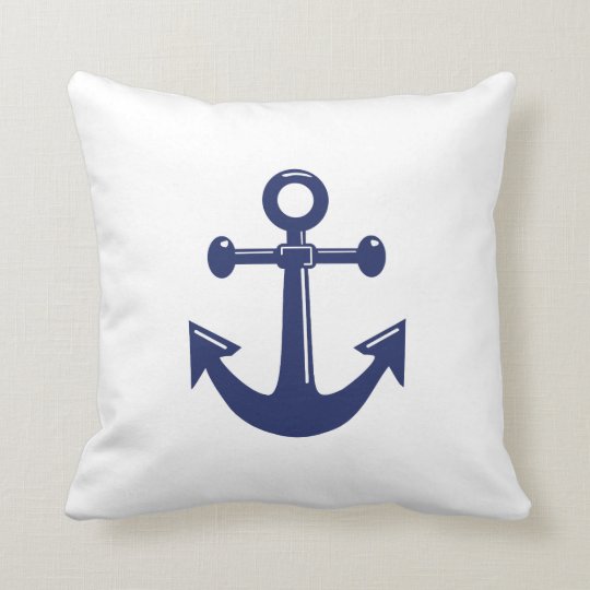 White And Navy Blue Nautical Wedding Pillows