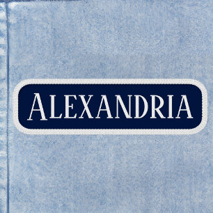 White and Navy Blue Rectangular Patch