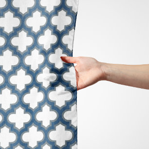 White and Navy Blue Trellis, Lattice, Quatrefoil Scarf