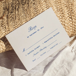 White and Navy Blue Wedding RSVP Card