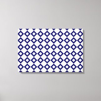 White and Navy Diamond Pattern Canvas Print