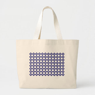 White and Navy Diamond Pattern Large Tote Bag