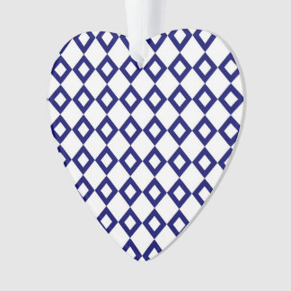 White and Navy Diamond Pattern Ornament