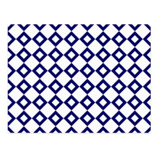 White and Navy Diamond Pattern Postcard