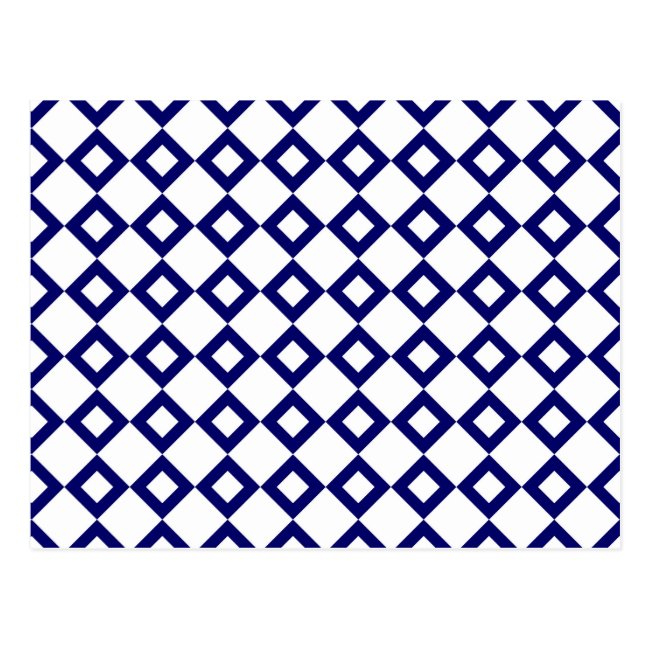 White and Navy Diamond Pattern