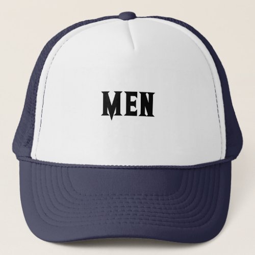 White and Navy Handsome Boys  Mens Baseball Trucker Hat