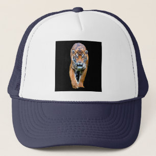 White And Navy Modern Elegant Pop Art Tiger Trendy Trucker Hat