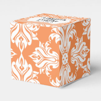 White and Nectarine Damask Wedding Favor Box