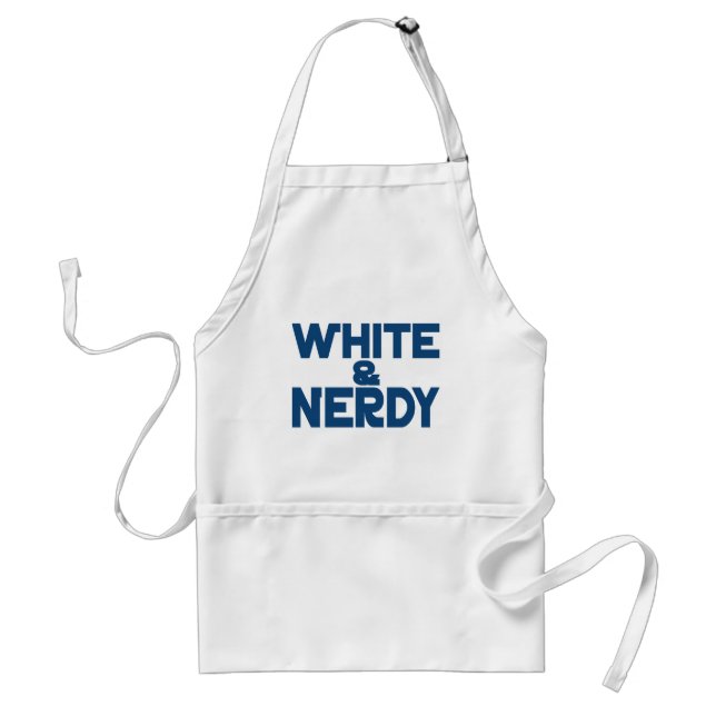 White and Nerdy Adult Apron (Front)