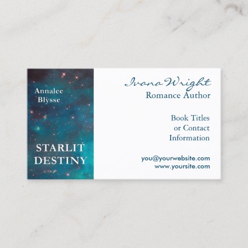 White and Ocean Blue Author Book Cover Business Card